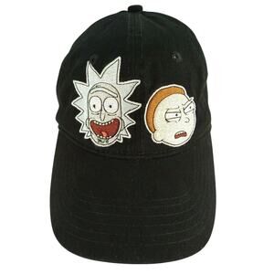 Rick and Morty Faces Adjustable Dad Hat Cap Black Adult Swim Strapback One Size